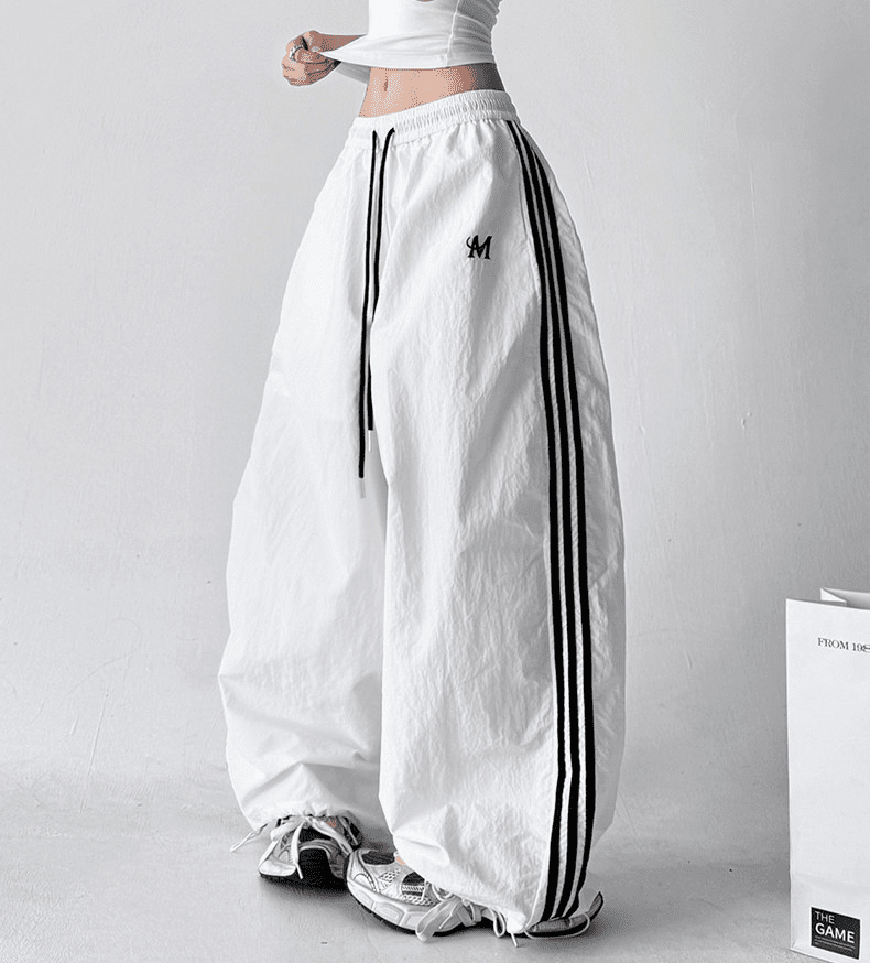 Side Stripes Wide Leg Drawstring Pants - COPPING THREADS - CT Select