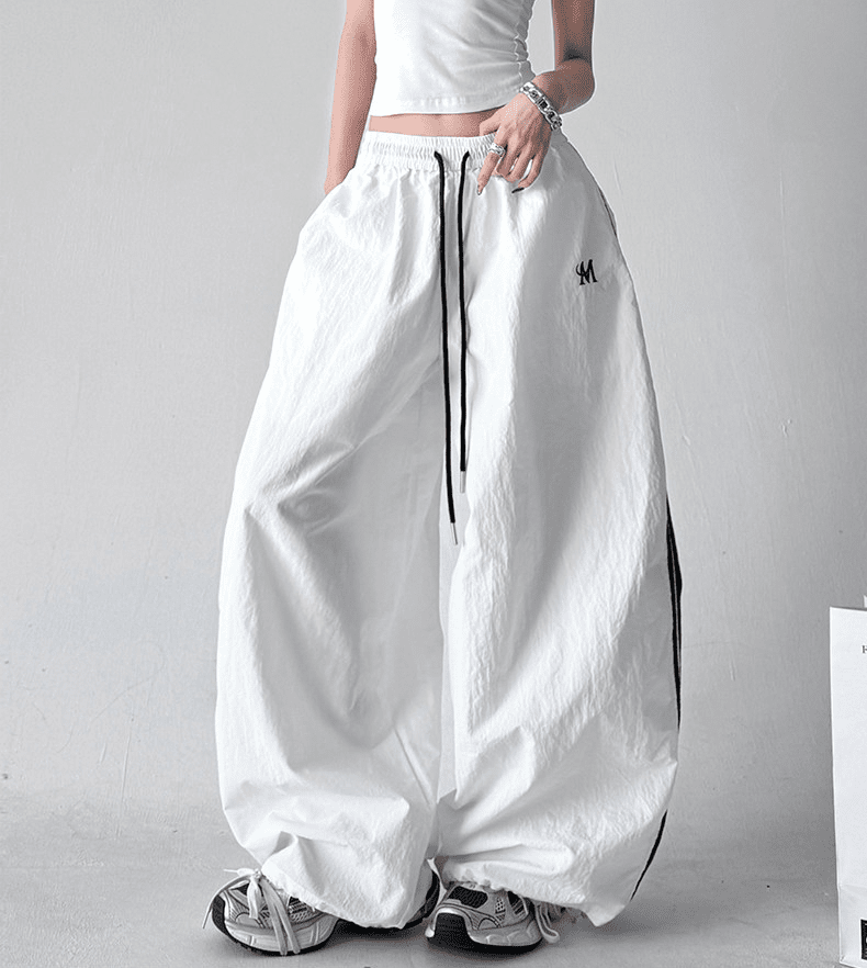 Side Stripes Wide Leg Drawstring Pants - COPPING THREADS - CT Select