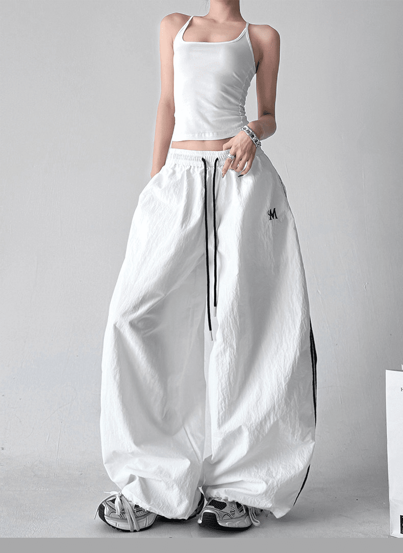 Side Stripes Wide Leg Drawstring Pants - COPPING THREADS - CT Select