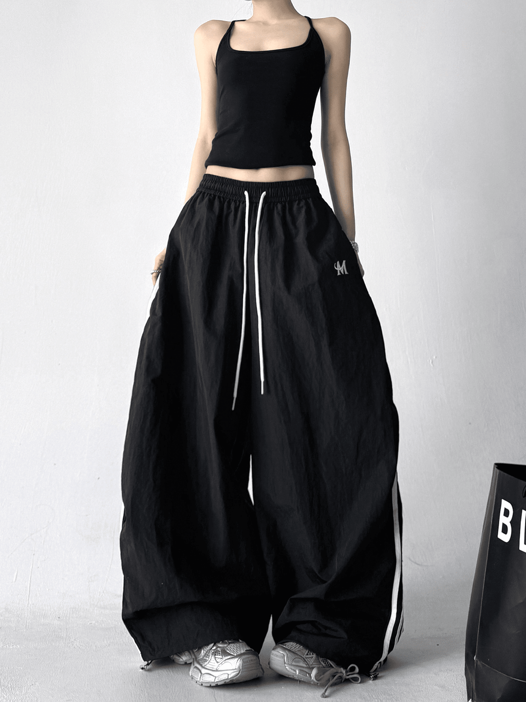 Side Stripes Wide Leg Drawstring Pants - COPPING THREADS - CT Select