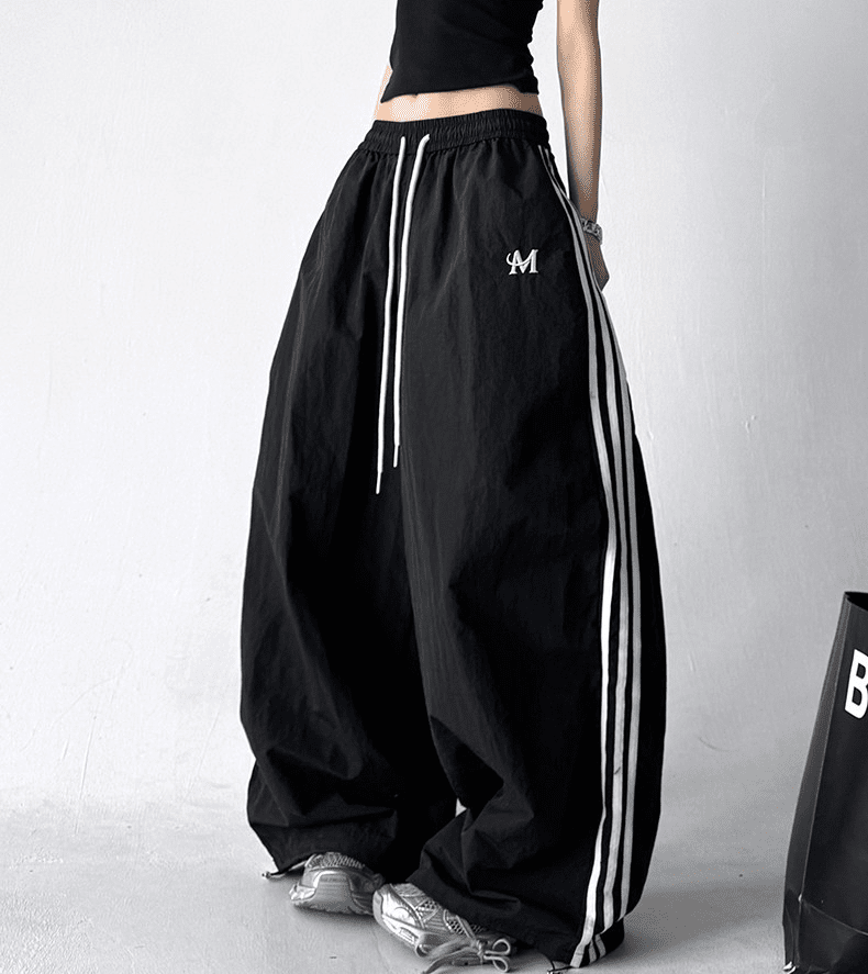 Side Stripes Wide Leg Drawstring Pants - COPPING THREADS - CT Select