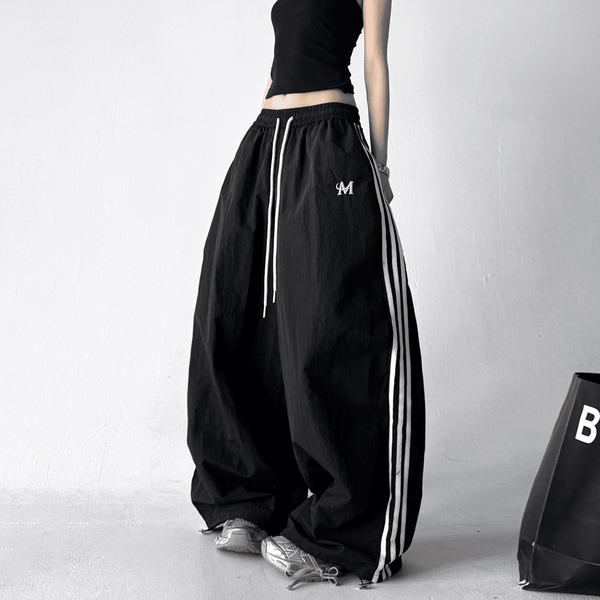Side Stripes Wide Leg Drawstring Pants - COPPING THREADS - CT Select