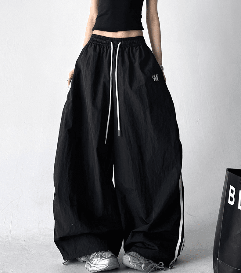 Side Stripes Wide Leg Drawstring Pants - COPPING THREADS - CT Select