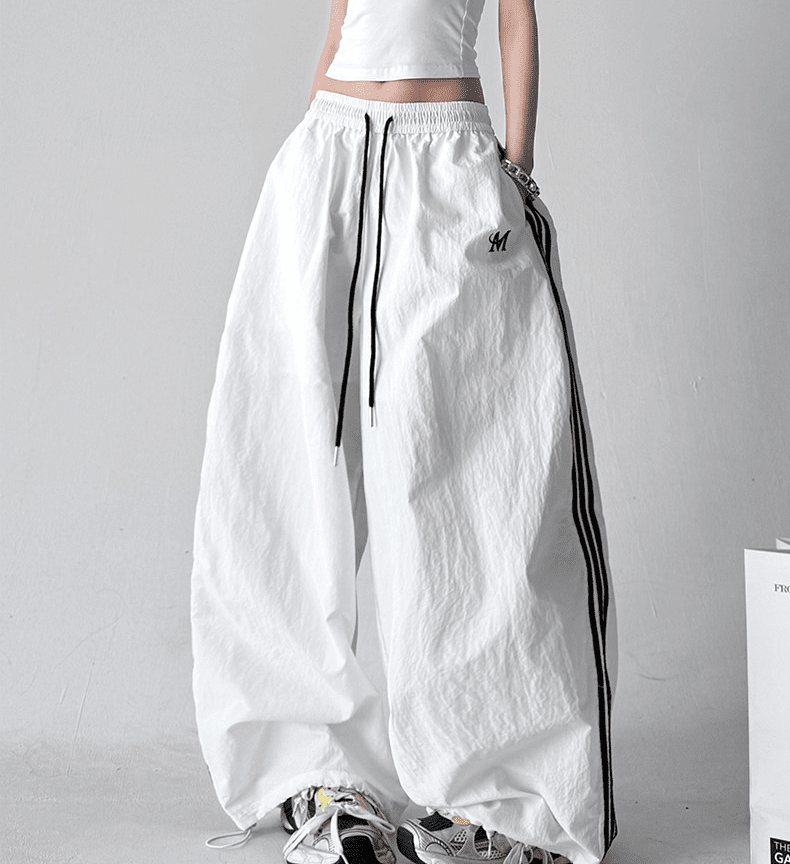 Side Stripes Wide Leg Drawstring Pants - COPPING THREADS - CT Select