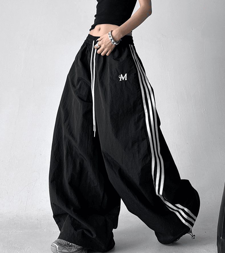 Side Stripes Wide Leg Drawstring Pants Secondary image