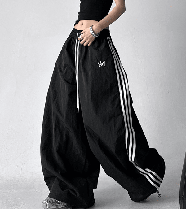 Side Stripes Wide Leg Drawstring Pants - COPPING THREADS - CT Select