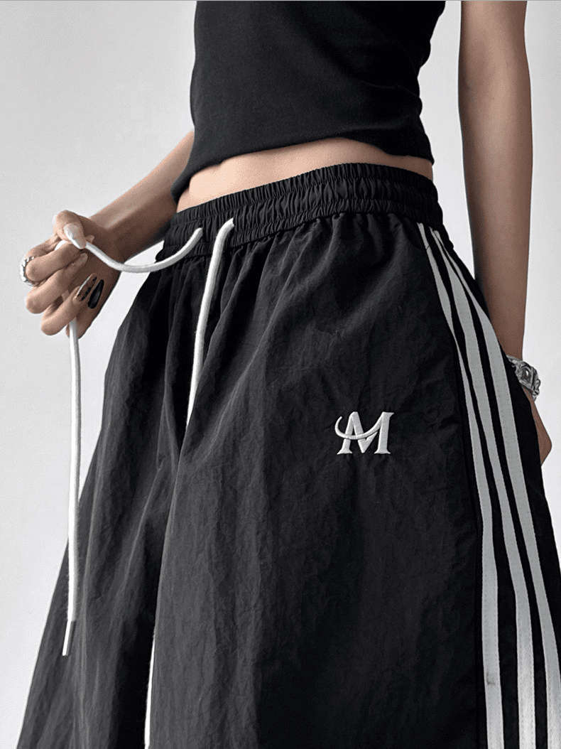Side Stripes Wide Leg Drawstring Pants - COPPING THREADS - CT Select