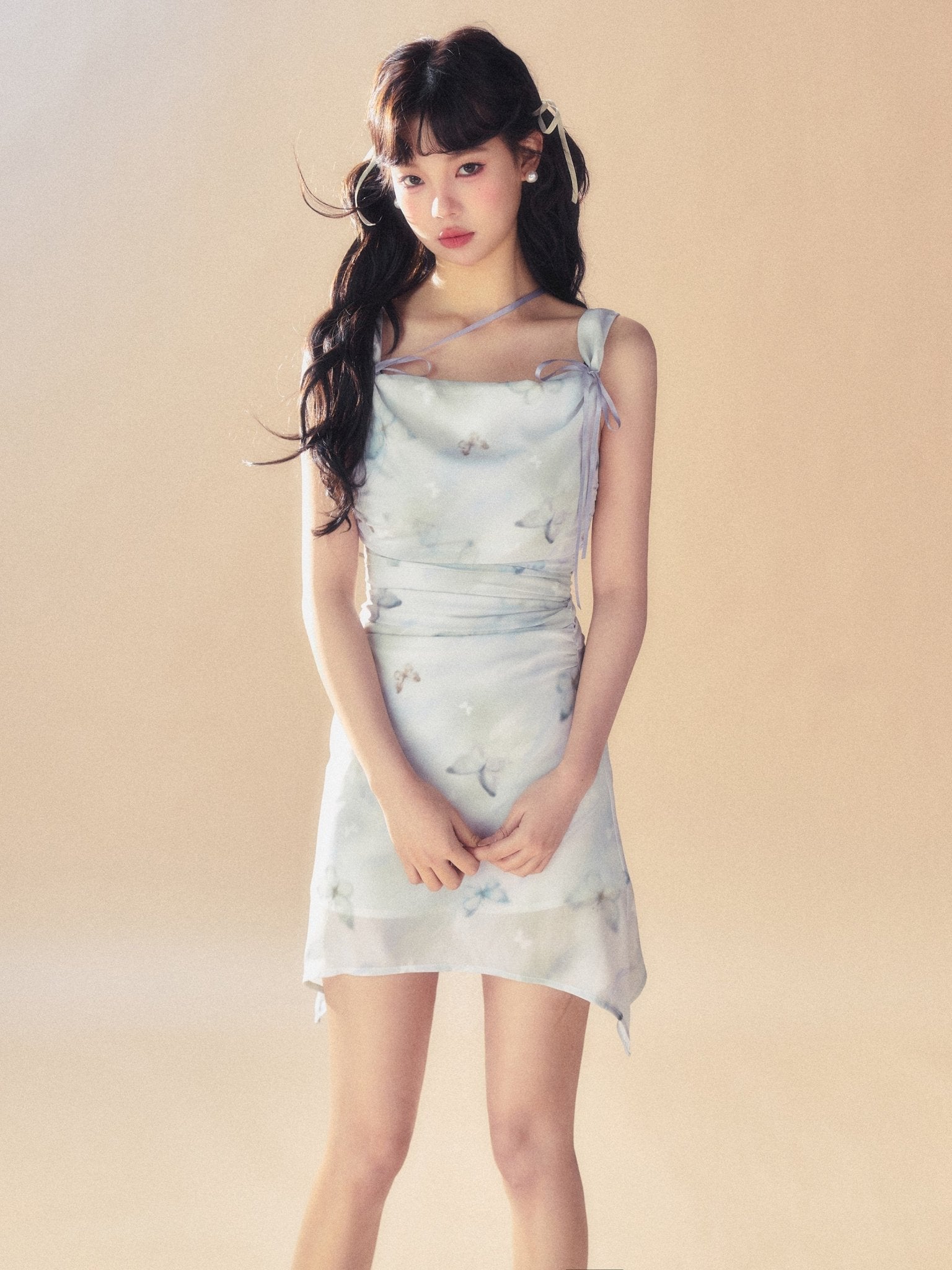 Silk Butterfly Print Sleeveless Dress - COPPING THREADS - SUNSETPARK