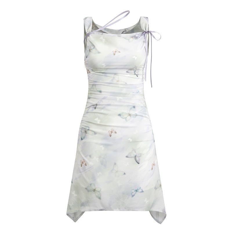 Silk Butterfly Print Sleeveless Dress - COPPING THREADS - SUNSETPARK