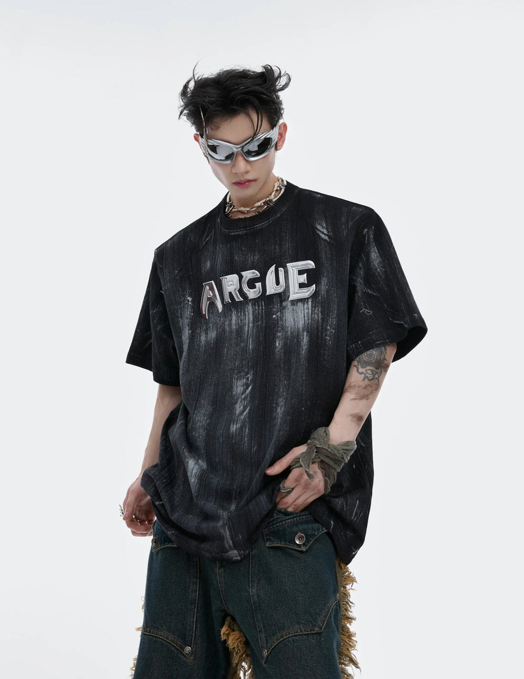 Silver-Finish Logo Padded-Shoulder T-Shirt - COPPING THREADS - Argue Culture