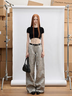 Silver Glossy Crinkle Wide - Leg Pants - COPPING THREADS - CT Select