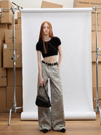 Silver Glossy Crinkle Wide - Leg Pants - COPPING THREADS - CT Select