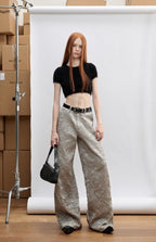 Silver Glossy Crinkle Wide - Leg Pants - COPPING THREADS - CT Select