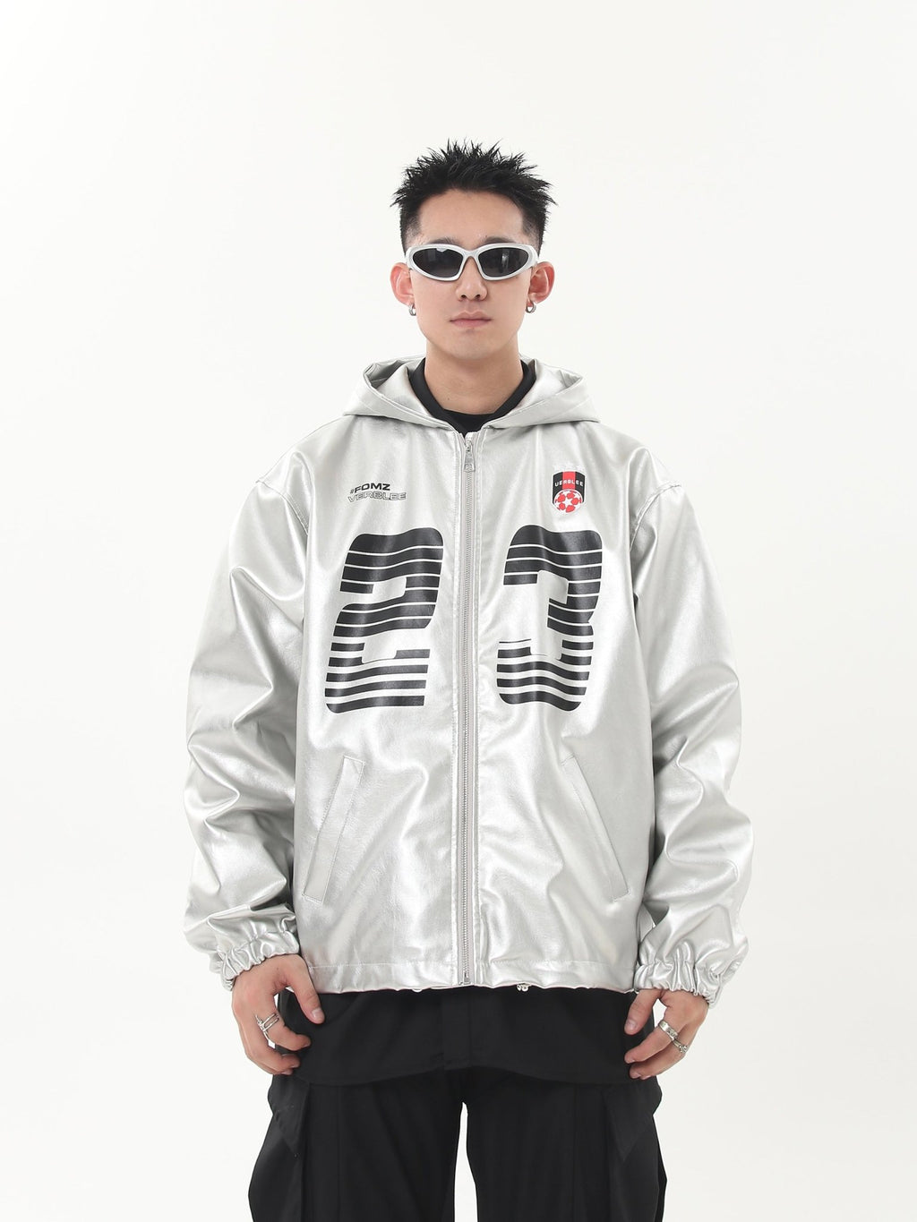 Silver PU Leather Racing Jacket - COPPING THREADS - CHICISLAND