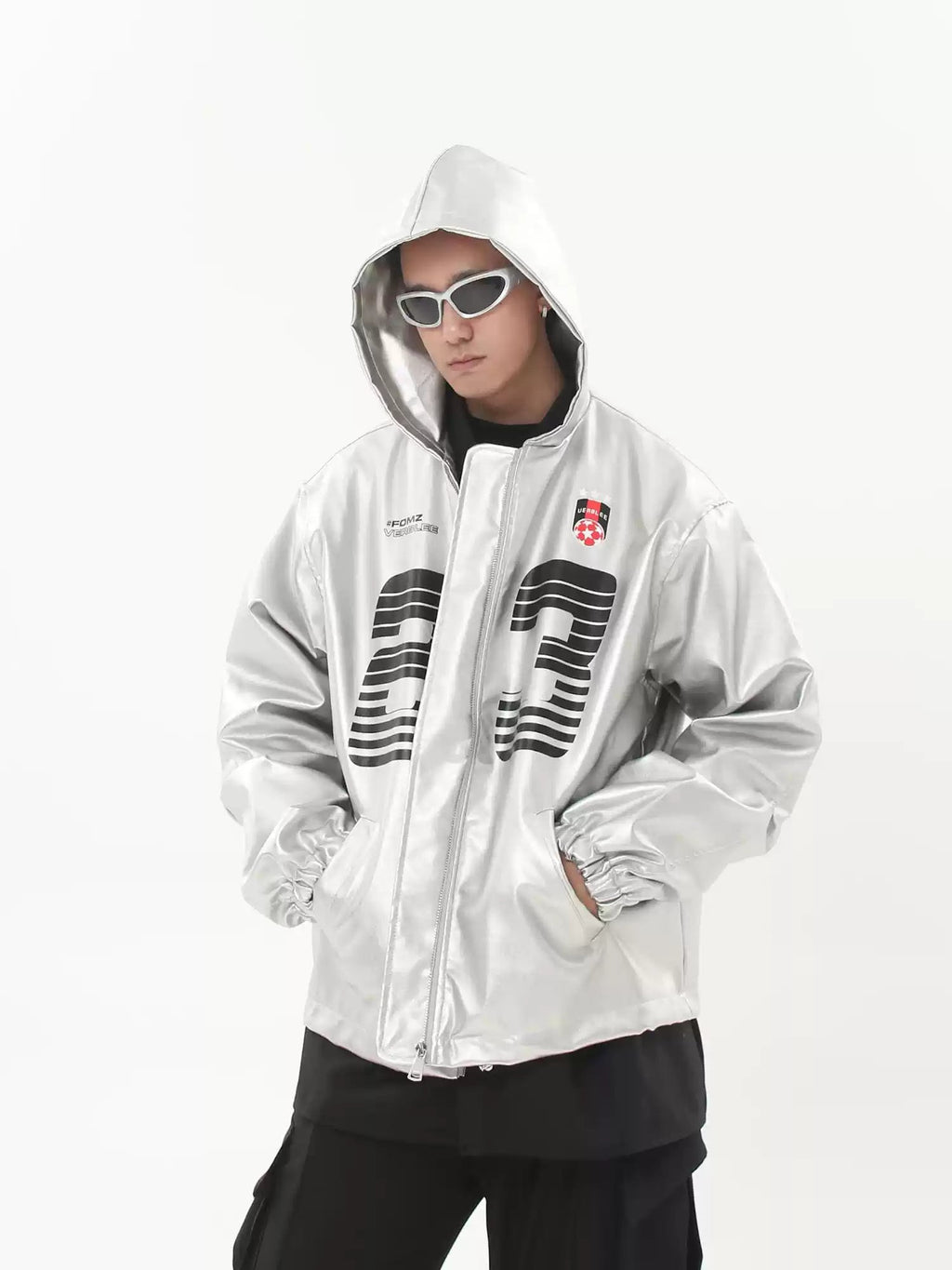 Silver PU Leather Racing Jacket - COPPING THREADS - CHICISLAND