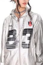 Silver PU Leather Racing Jacket - COPPING THREADS - CHICISLAND