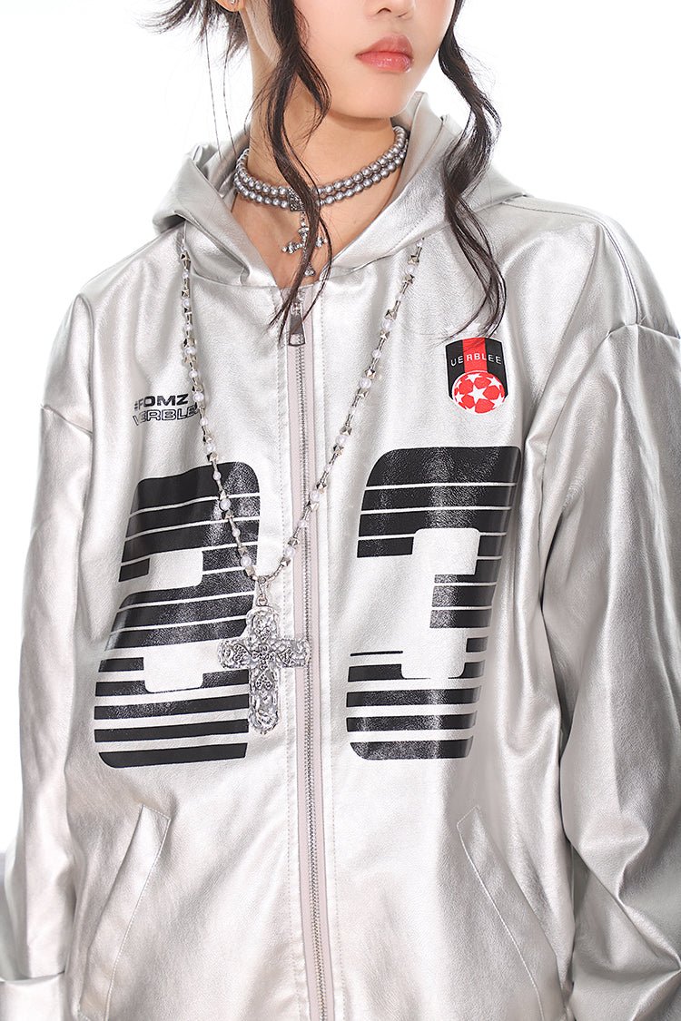 Silver PU Leather Racing Jacket - COPPING THREADS - CHICISLAND
