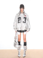 Silver PU Leather Racing Jacket - COPPING THREADS - CHICISLAND