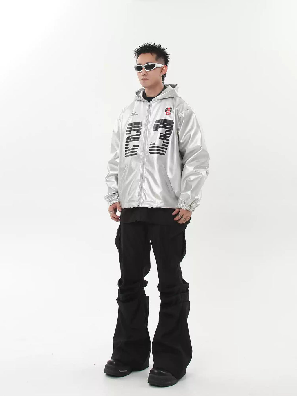 Silver PU Leather Racing Jacket - COPPING THREADS - CHICISLAND