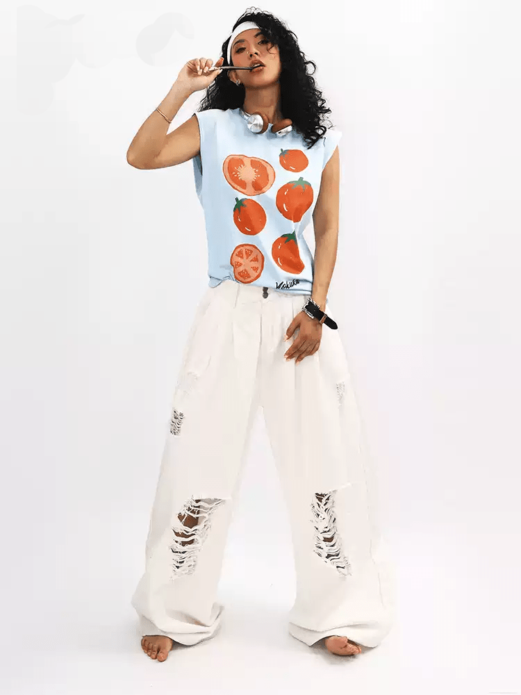 Sleeveless Tomato Print Tank Top - COPPING THREADS - Yokuku