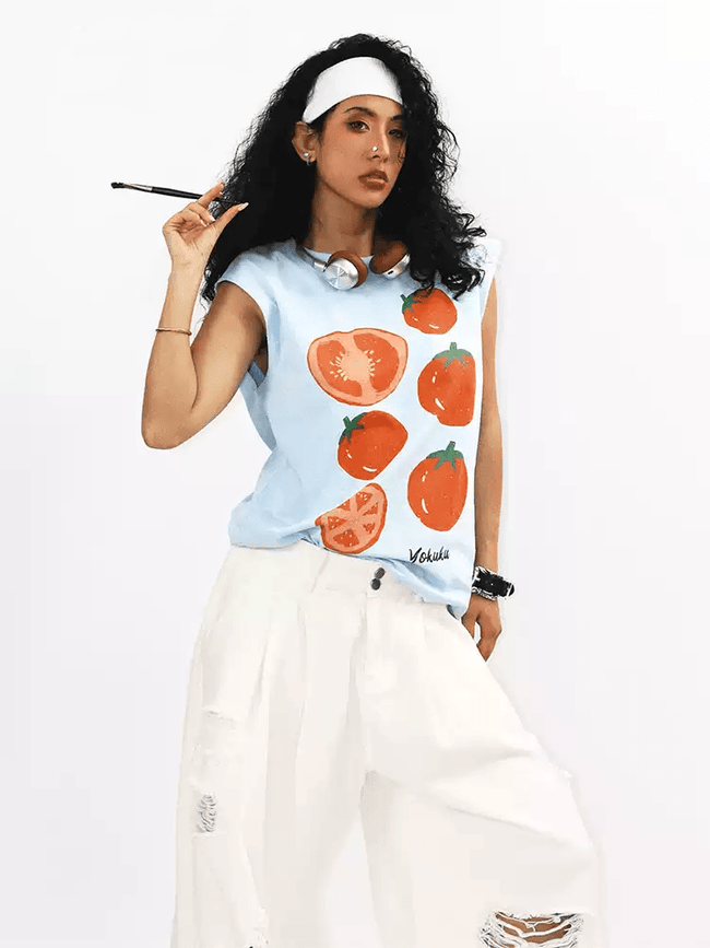 Sleeveless Tomato Print Tank Top Main Image