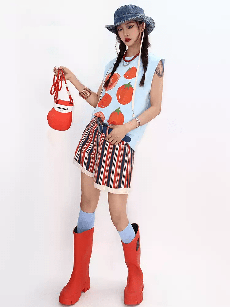 Sleeveless Tomato Print Tank Top - COPPING THREADS - Yokuku