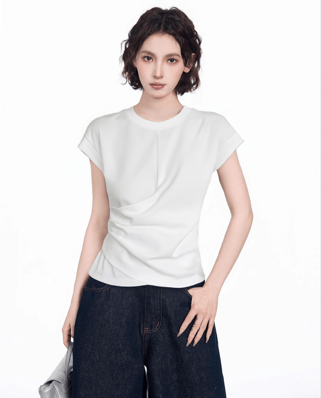 Slim Fit Cap Sleeve Cotton Tee - COPPING THREADS - CT Select Hover Image