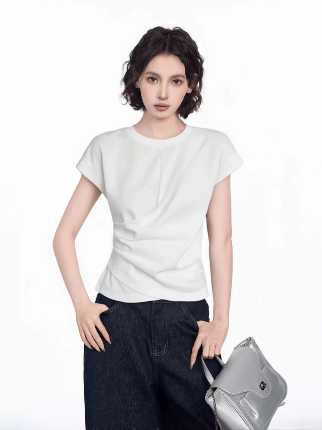Slim Fit Cap Sleeve Cotton Tee Main Image