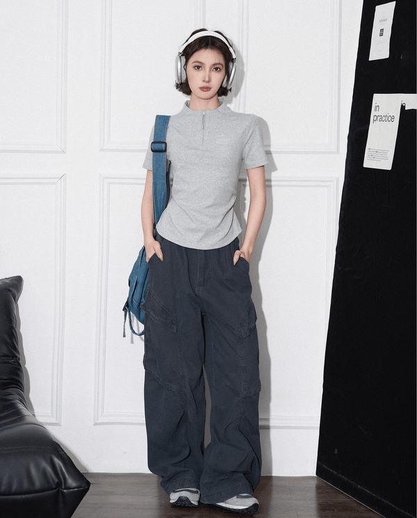 Slim Fit Zip Mock Neck Tee - COPPING THREADS - CT Select