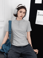 Slim Fit Zip Mock Neck Tee - COPPING THREADS - CT Select