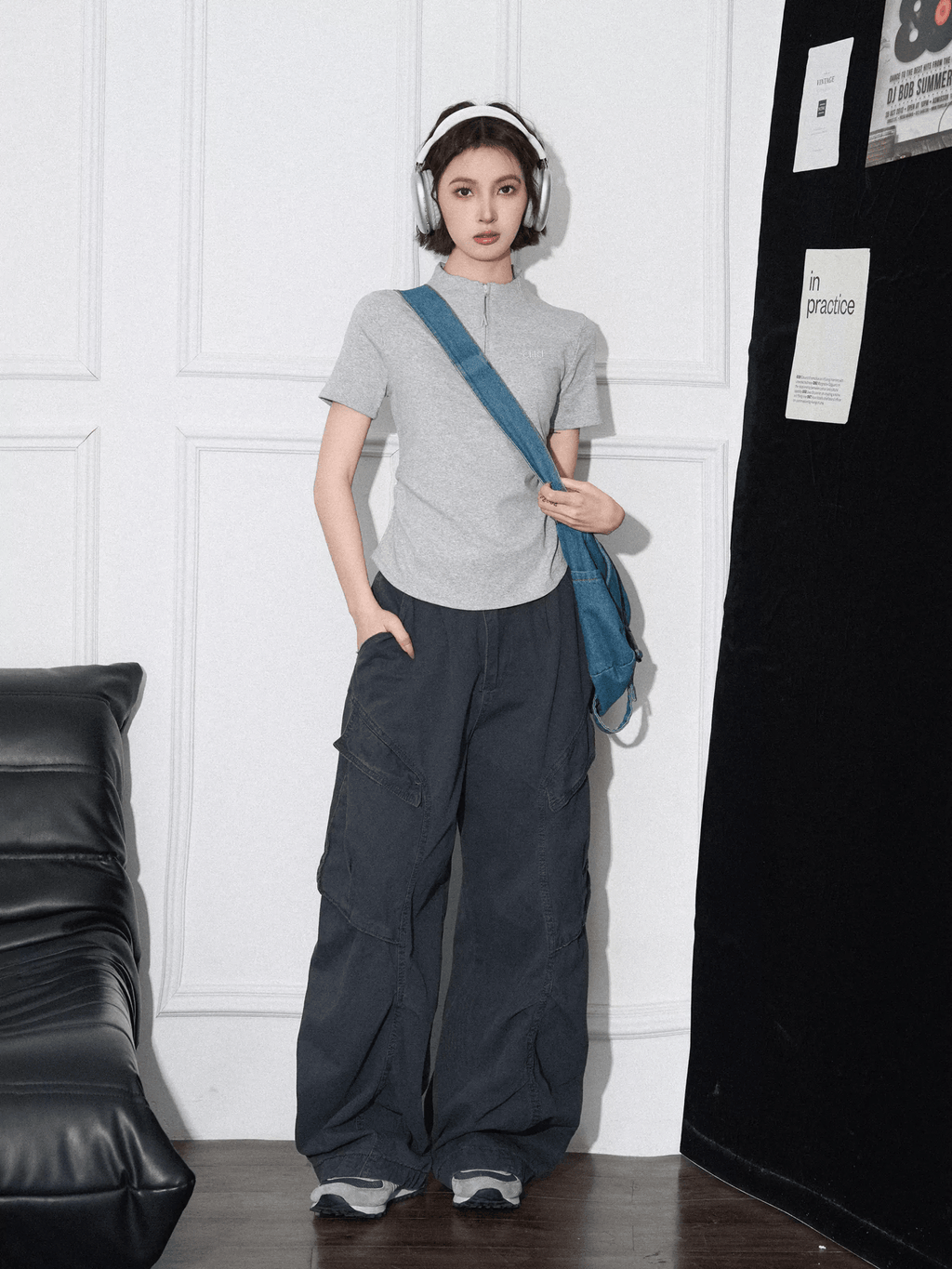 Slim Fit Zip Mock Neck Tee - COPPING THREADS - CT Select