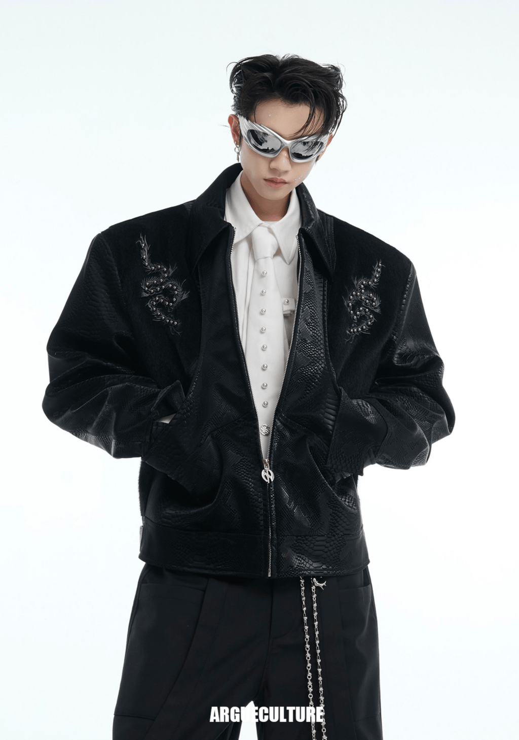 Snake - Eye Spine Motif Biker Jacket - COPPING THREADS - ArguE CulturE