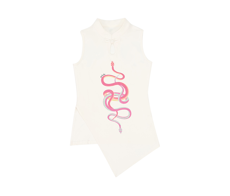 Snake Print Qipao - Inspired Sleeveless Tank - COPPING THREADS - Yokuku