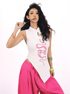 Snake Print Qipao - Inspired Sleeveless Tank - COPPING THREADS - Yokuku