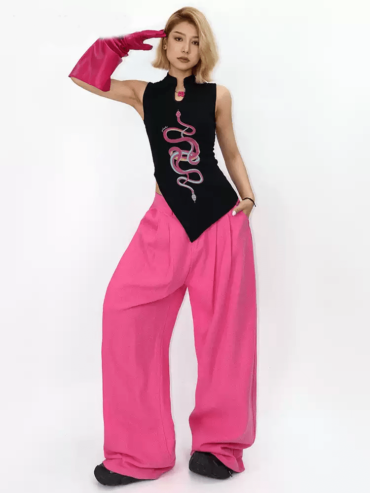 Snake Print Qipao - Inspired Sleeveless Tank - COPPING THREADS - Yokuku