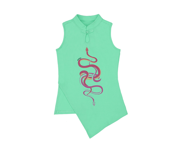 Snake Print Qipao - Inspired Sleeveless Tank - COPPING THREADS - Yokuku