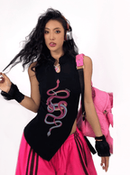 Snake Print Qipao - Inspired Sleeveless Tank - COPPING THREADS - Yokuku