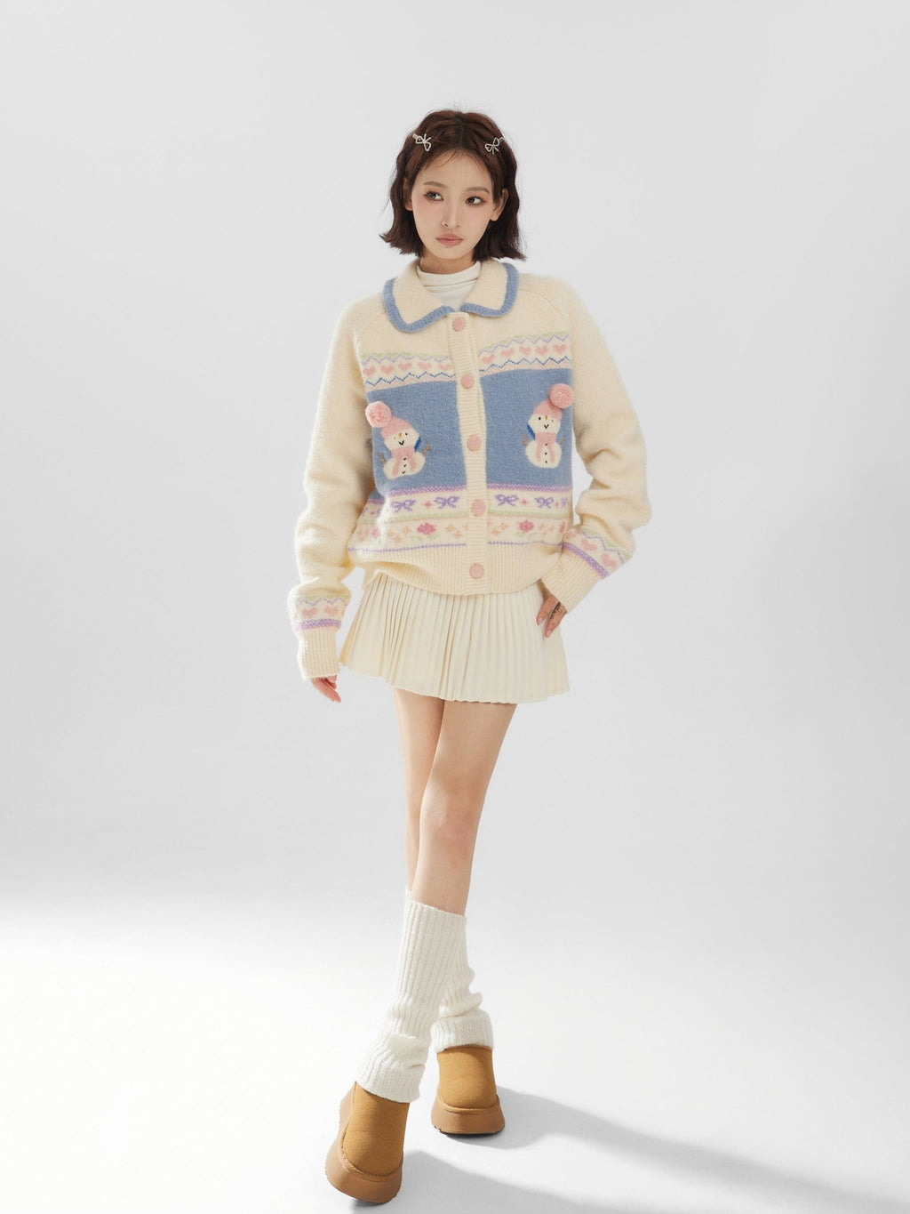 Snowman Print Shawl Collar Knit Sweater - COPPING THREADS - CT Select