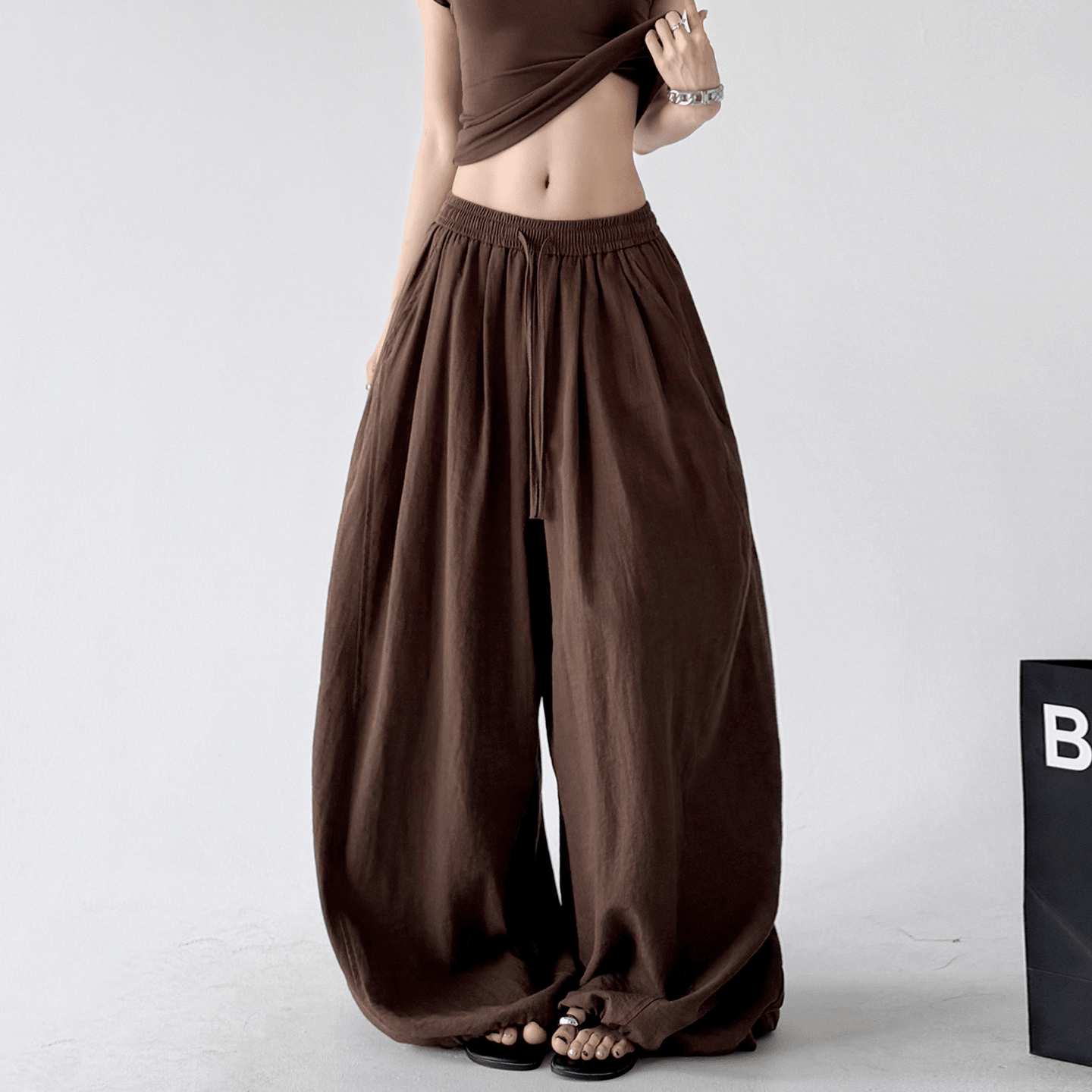Soft Drape Linen-Blend Wide Leg Pants - CT6234 - COPPING THREADS - CT Select