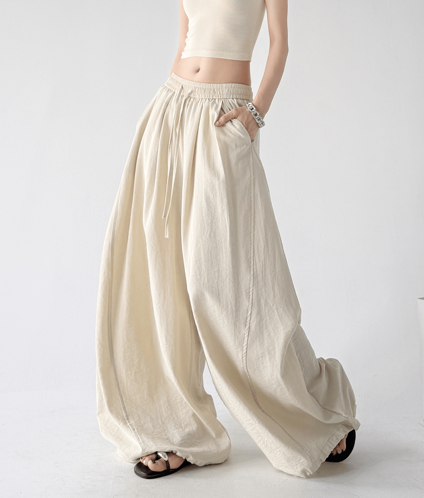 Soft Drape Linen-Blend Wide Leg Pants - CT6234 - COPPING THREADS - CT Select