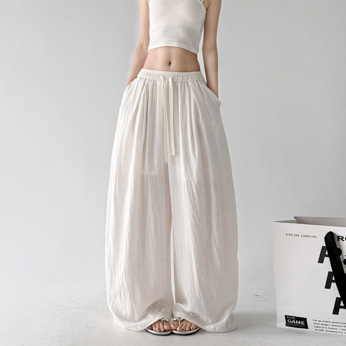 Soft-Volume Drawstring Wide-Leg Pants - CT66167 - COPPING THREADS - CT ORIGINALS 메인 이미지