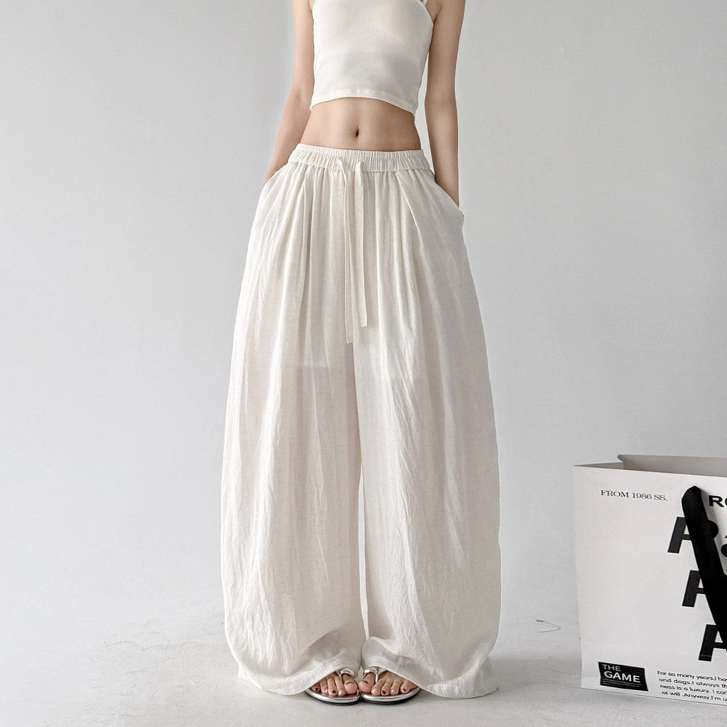 Soft-Volume Drawstring Wide-Leg Pants - CT66167 - COPPING THREADS - CT ORIGINALS