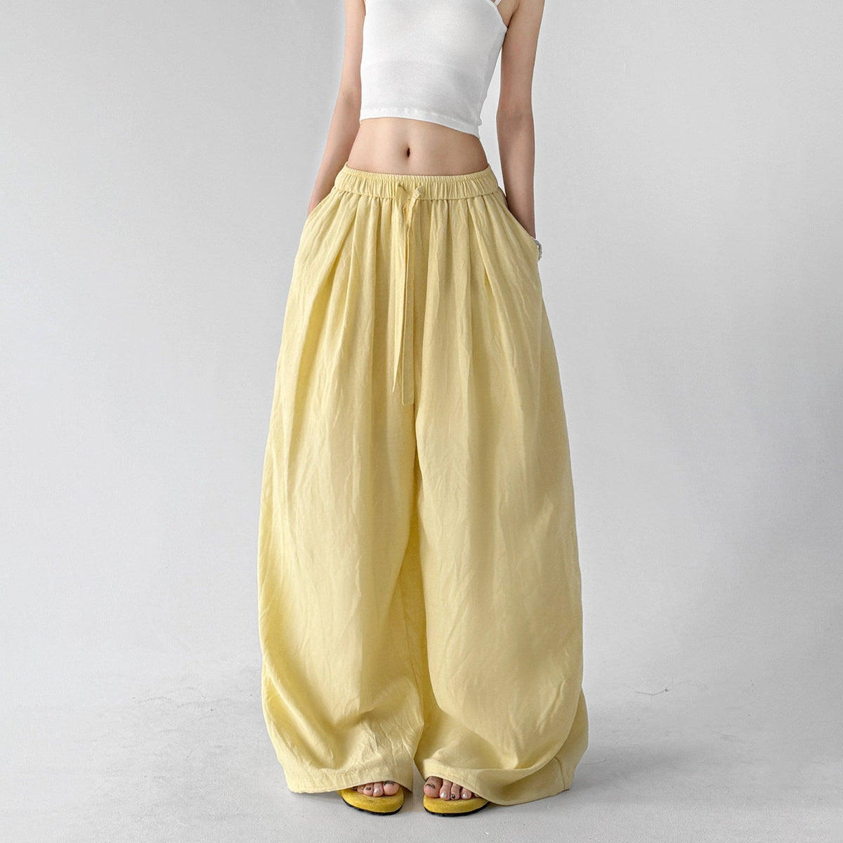 Soft-Volume Drawstring Wide-Leg Pants - CT66167 - COPPING THREADS - CT ORIGINALS