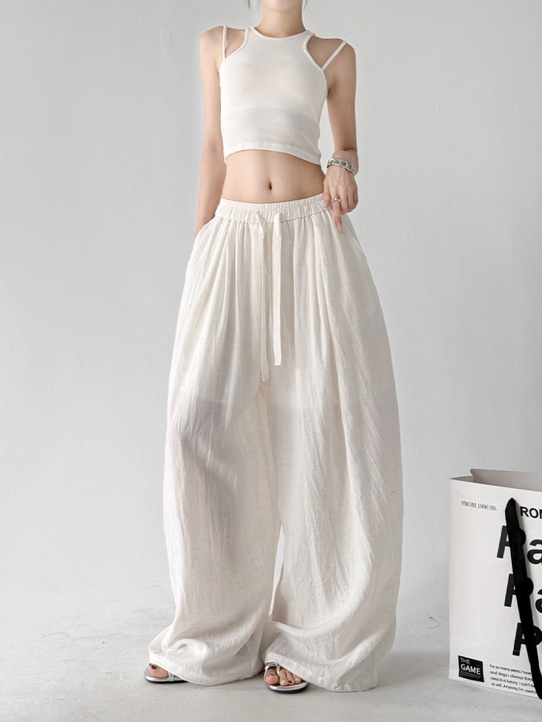 Soft-Volume Drawstring Wide-Leg Pants - CT66167 - COPPING THREADS - CT ORIGINALS