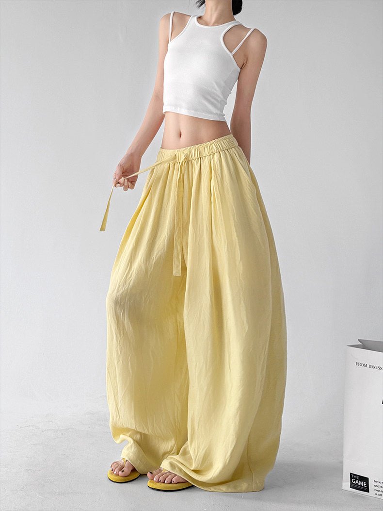 Soft-Volume Drawstring Wide-Leg Pants - CT66167 - COPPING THREADS - CT ORIGINALS
