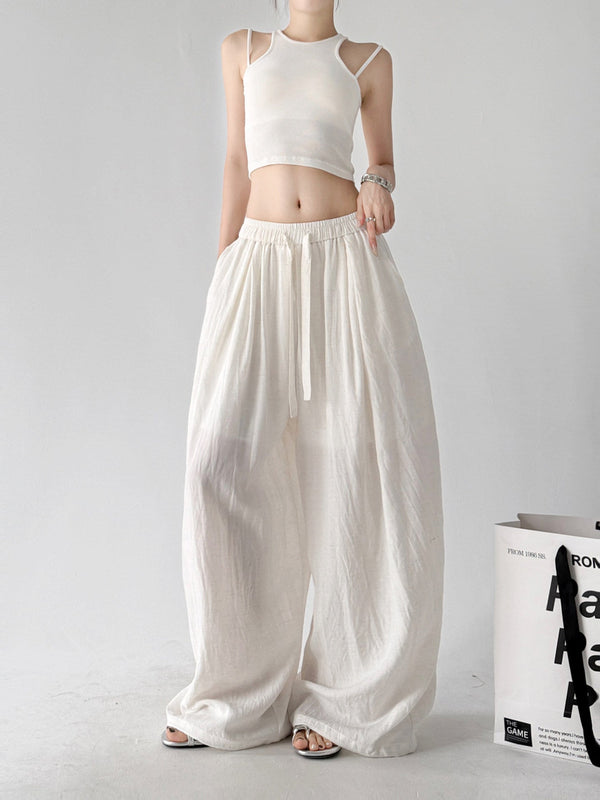 Soft-Volume Drawstring Wide-Leg Pants - CT66167 - COPPING THREADS - CT ORIGINALS