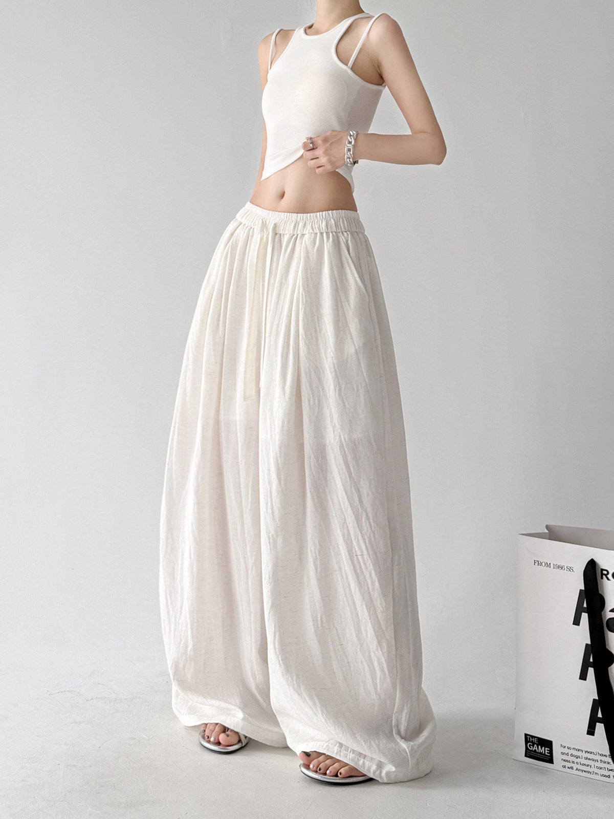 Soft-Volume Drawstring Wide-Leg Pants - CT66167 - COPPING THREADS - CT ORIGINALS