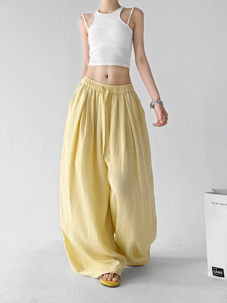 Soft-Volume Drawstring Wide-Leg Pants - CT66167 - COPPING THREADS - CT ORIGINALS