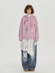 Speckled Jacquard Knit Butterfly Hoodie - COPPING THREADS - CHICISLAND