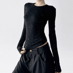 Speckled Rib Crewneck Long - Sleeve Top - COPPING THREADS - CT Select